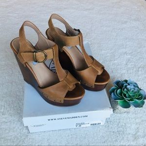 Steve Madden wooden platform wedges sz 7